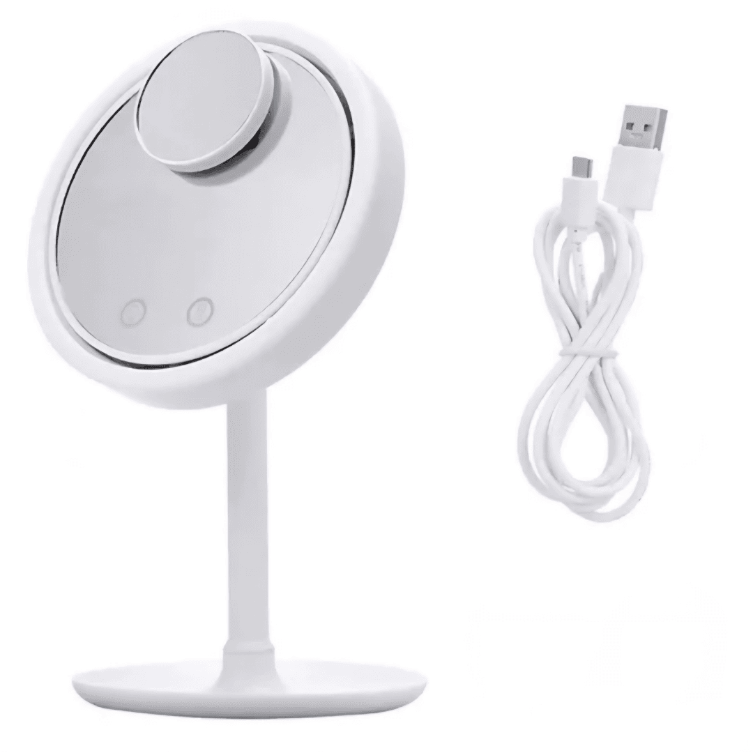 Espejo de Maquillaje LED 3 en 1 con Ventilador y Lupa 5X