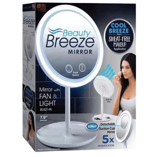 Espejo de Maquillaje LED 3 en 1 con Ventilador y Lupa 5X